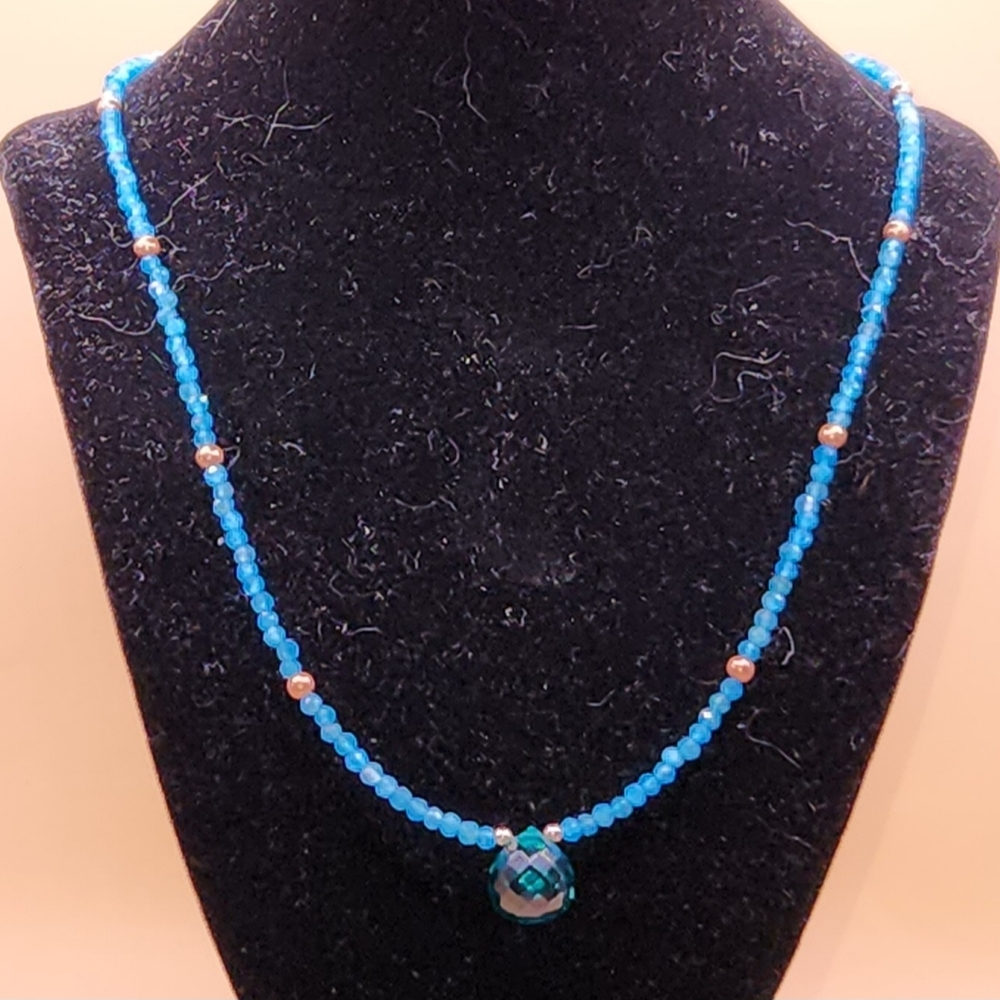 Apatite, London Blue Topaz and Copper Beaded Necklace - Picture 2 of 5
